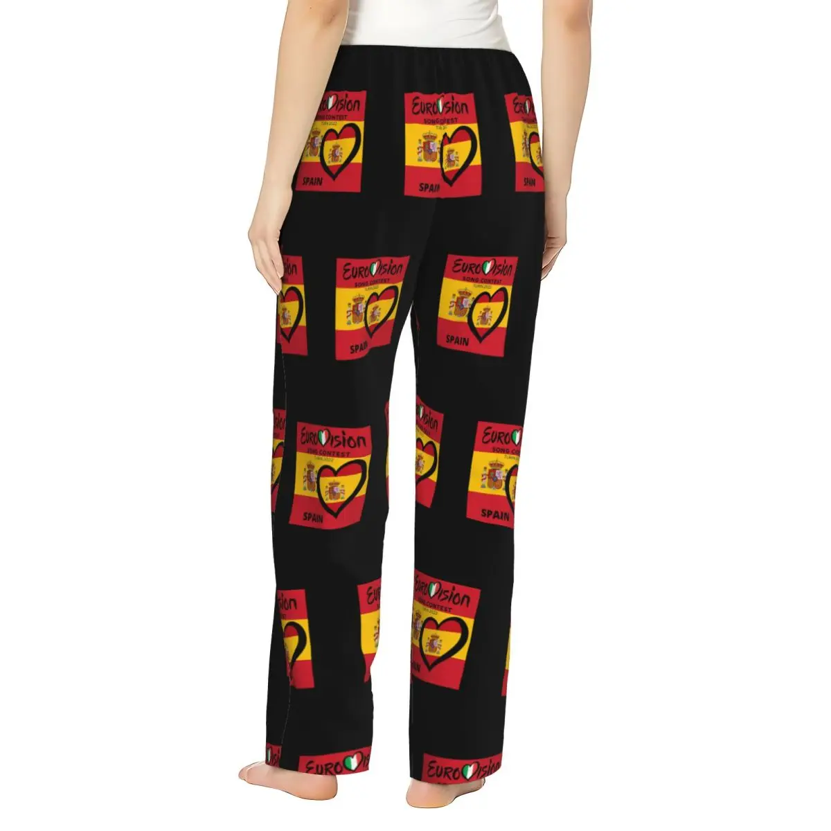 Eurovision Song Contest 2022. SPAIN. Flag Of Spain With Heart Women Pajama Pants Lounge Sleep Sleepwear Bottoms with Pockets