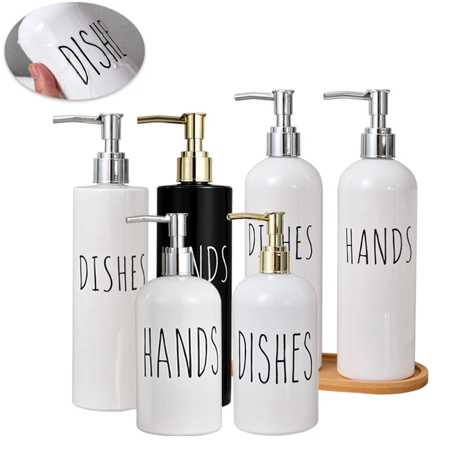 Kitchen Soap Dispenser White Dish Soap Dispenser and Hand Soap Bathroom Refillable Shampoo Shower Gel Bottle Mesa Adornment Bott