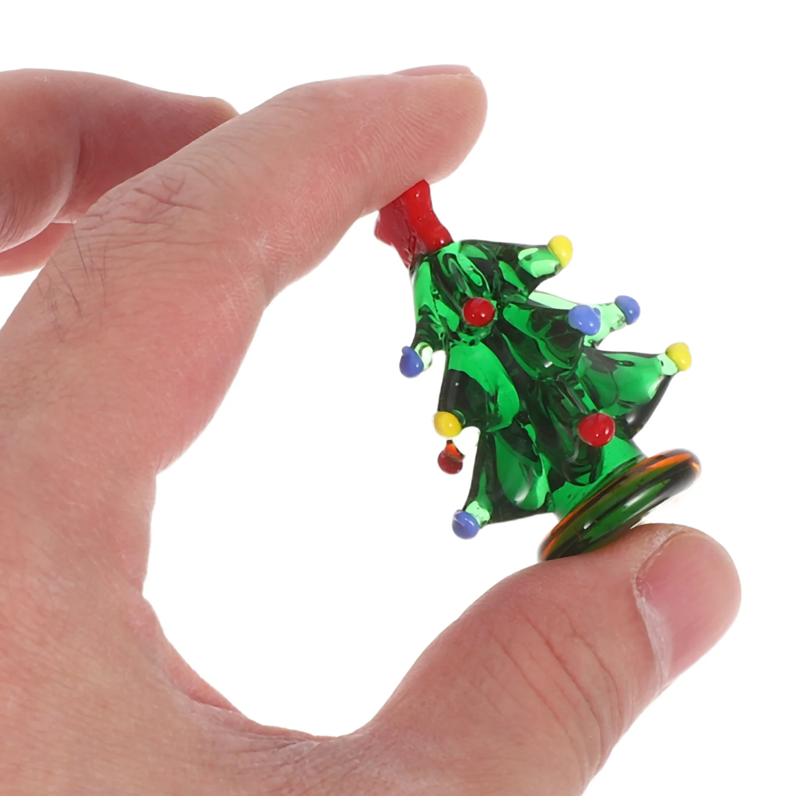 

: Mini Glass Figurines Christmas Tree Ornament Tabletop Decor Festive Holiday Party Decoration For Home Office Car