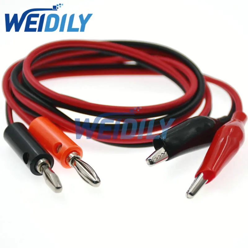 Dual Banana Plug - Alligator Clip Probe Test Silicone Lead Multimeter Cable Length 1 M