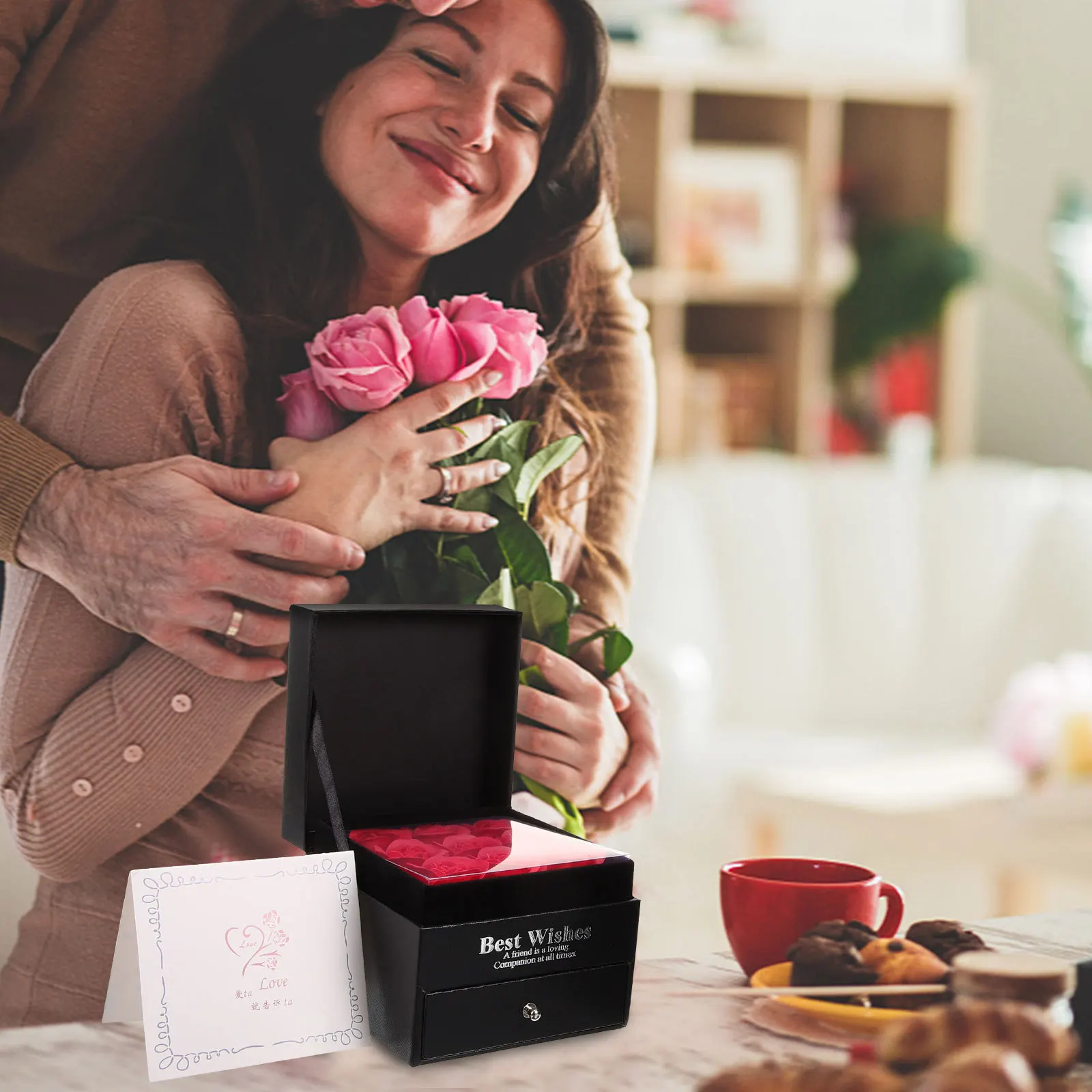 1Set Rose Drawer Jewelry Box Stylish Gift Packaging Container for Valentine's Day Birthday Wedding Eternal Flower Gift Box - Image 5