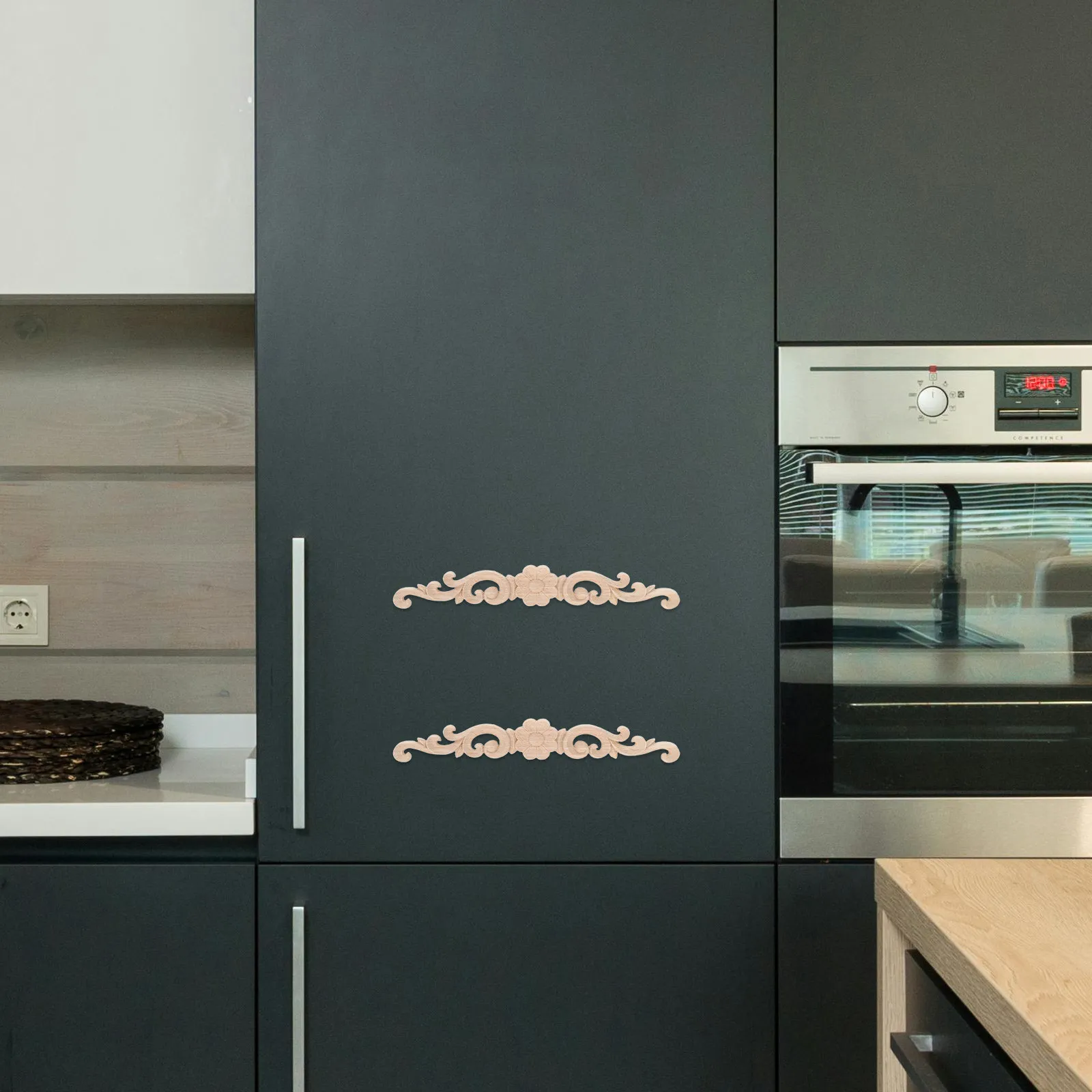 

Floral Wooden Applique Carved Appliques for Furniture Artistic Cabinet Frame Decor Embellishments Door Decoration Outdoor