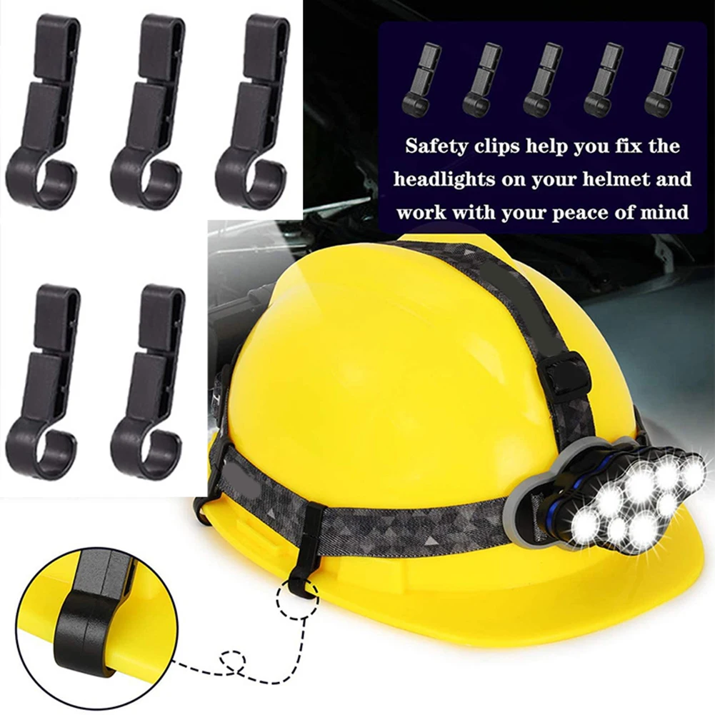 30 Pcs Plastic  Helmet Clips Attachment Head  Light Clamps Black Set Headlamp  Hooks Safety Cap Hook Outdoor Tools