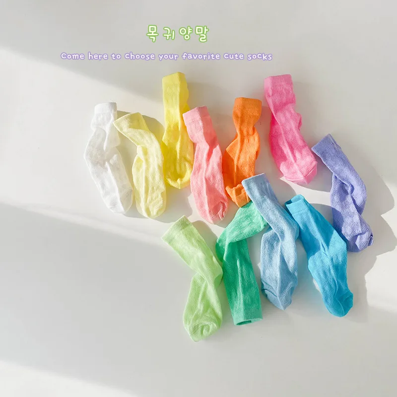 3-12T Soft Solid Socks Summer Newest Candy Color Socks Kids 3 Pairs/bag Little Children Baby Girls Boys Infant Cotton Sock