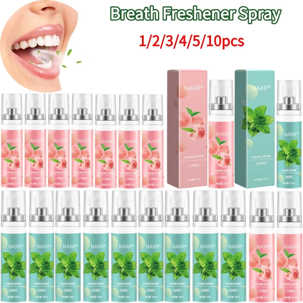 Ambientador para el aliento en aerosol, melocotón afrutado, menta, ambientador para el aliento, cuidado de los olores, halitosis, tratamiento refrescante para la boca