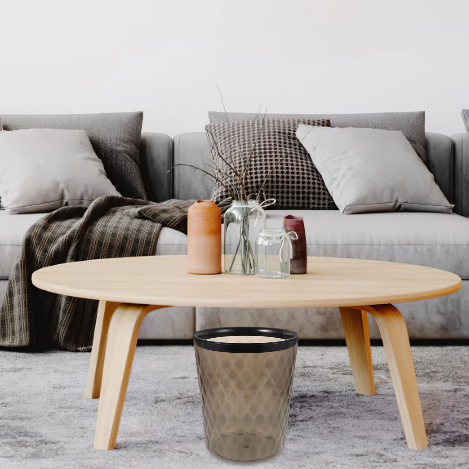 

Household Trash Can Plastic Waste Bin For Kitchen Bedroom Bathroom Office Compact Reusable Garbage Container Lidless With