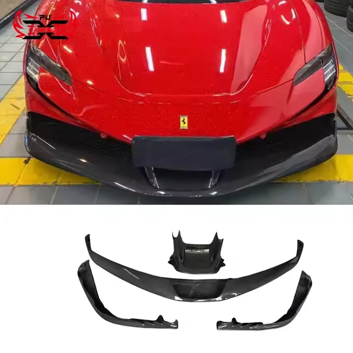 

High Quality for Ferrari SF90 OEM Style Dry Carbon Fiber Front Lip Front Splitter Bumper Canards