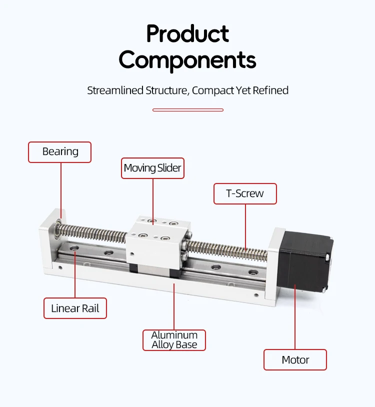 UMOT Mini Nema8 40 mm Hub Kugelumlaufspindel Schlitten Linearführungsschiene Bewegungsmodul DC T-Typ motorisierte lineare Bühne CNC-Schiebetisch – Detail 3