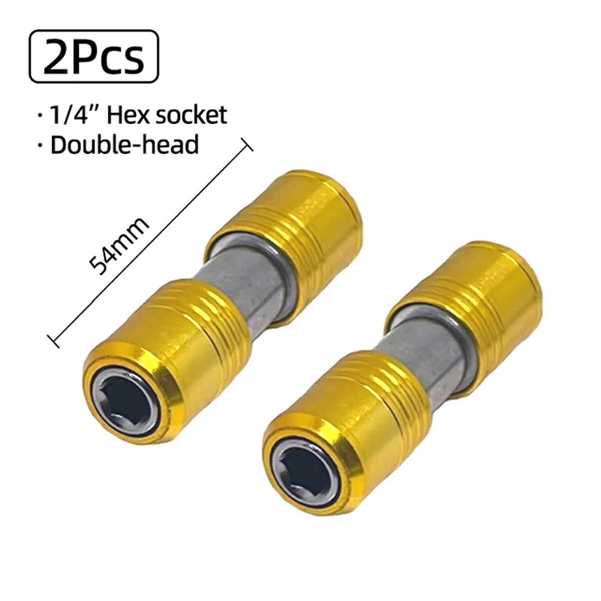 2pcs Portable Screwdriver Bit Holder Double Head Extension Rod Quick Release 1/4inch Hex Screw Adapter Socket