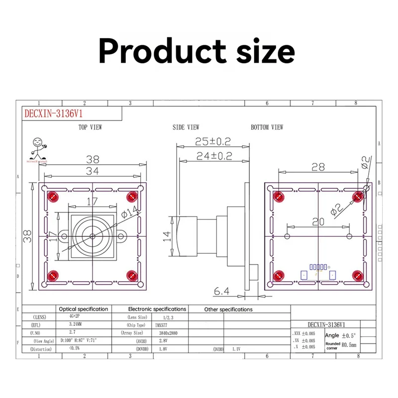Module de caméra DIGIT-USB 2.0 12MP IMX577 95 °   4K/30Fps grand angle sans distorsion pour la reconnaissance faciale de vidéoconférence