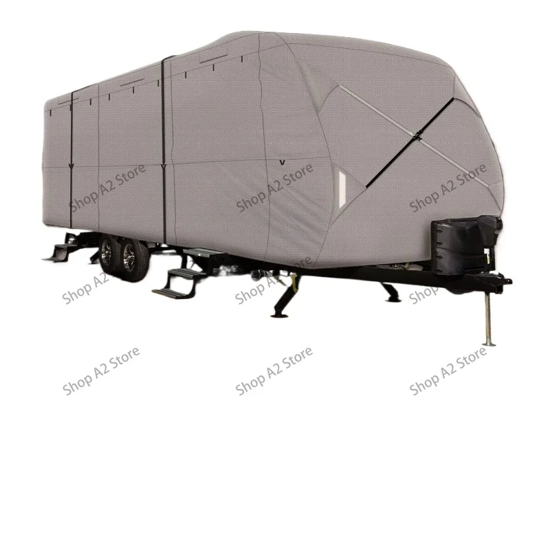 Waterproof RV Trailer Protective Cover, Outdoor Camping Car Cover, Dustproof Sunproof Heat Insulation Freeze Resistant RV Cover