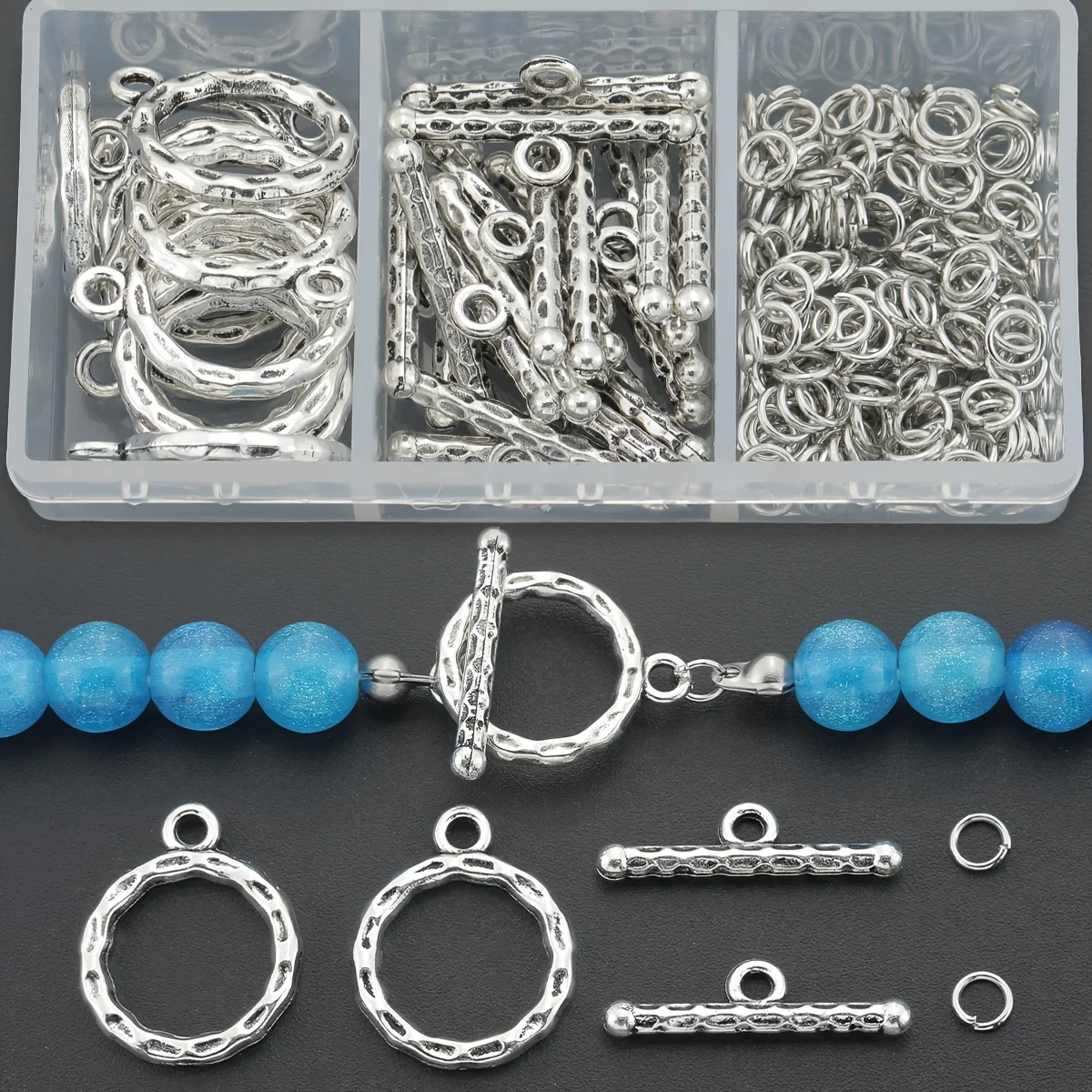 200 pcs/box Zinc Alloy Jewelry Connecting OT Clasp, Suitable for DIY Pendants, Bracelet and Necklace Links, and Accessory Making