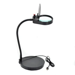 3X/10X Foldable Illuminated Magnifier USB 38 LED Magnifying Glass for Soldering Iron Repair/Table Lamp/Skincare Beauty