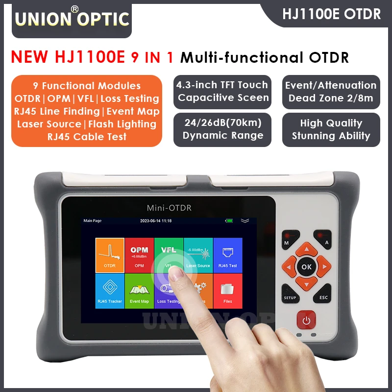 

Free Shipping 2023 Mini OTDR 26/24dB Active Fiber Optic Reflectometer Touch Screen VFL OLS OPM Event Map Ethernet Cable Tester