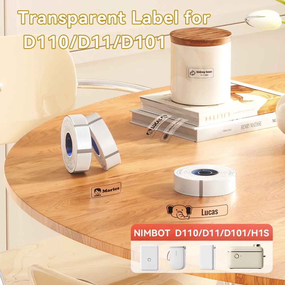 1 Roll Niimbot Transparent Label Sticker Scratch-Resistant Anti-Oil Label Paper for D11 D110 D101 H1S Thermal Label Printer