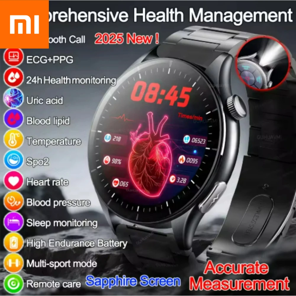 

XIAOMI 2026 New ECG+PPG Smartwatch Precise Uric Acid Blood Lipids Pressure Body Analysis Smart Watch Men BT Call NFC Watches