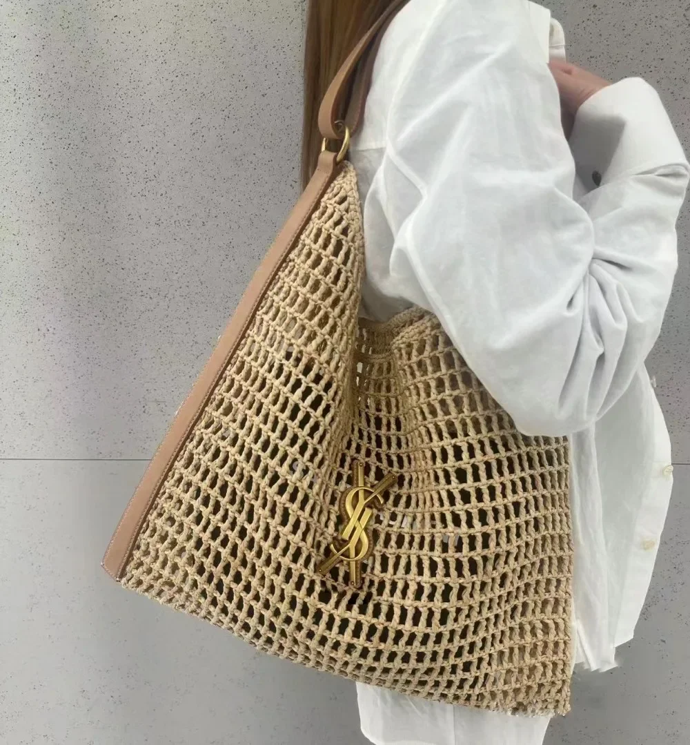 2025 جديد سعة كبيرة يده الجوف خارج تنوعا القش حقيبة من القماش للنساء موضة كتف واحد حقيبة النسيج #4