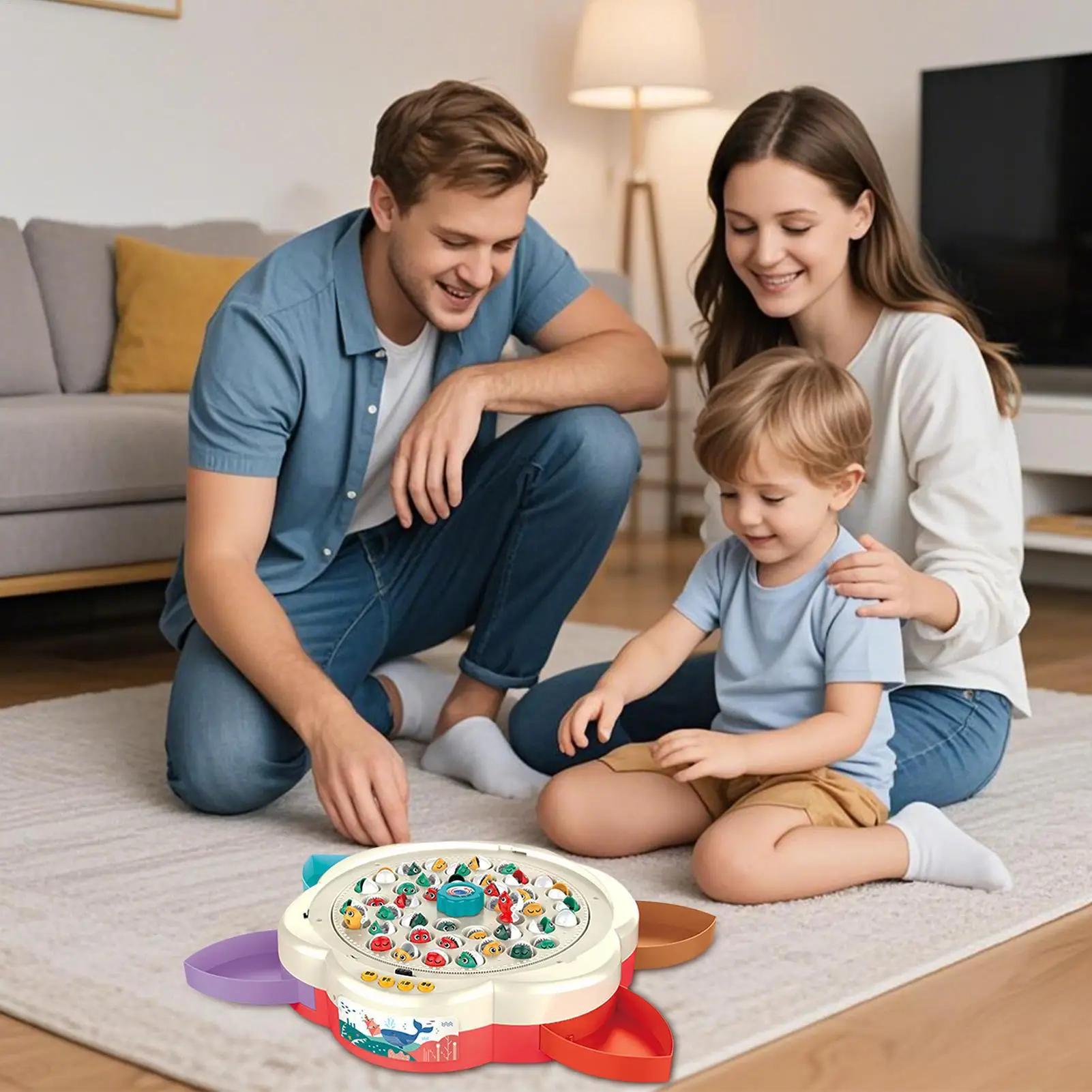 Magnet Fishing Game For Kids Rotating Fish Board With Music Parent-Child Bonding Learning Activity For 4-6 Years Old Children