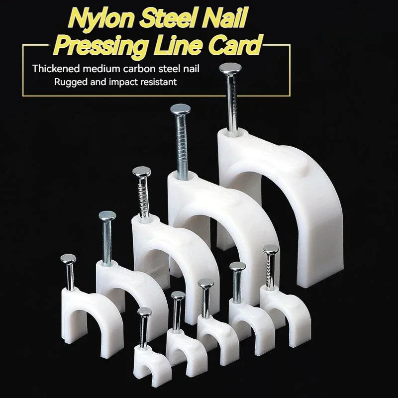 ZEXEF 100 قطعة مقاطع كابلات 6-12 مللي متر مقاطع أسلاك الكابلات مسمار في مقاطع كابل مسامير كابل محوري مسمار المشابك كابل الأظافر لكابل الحبال