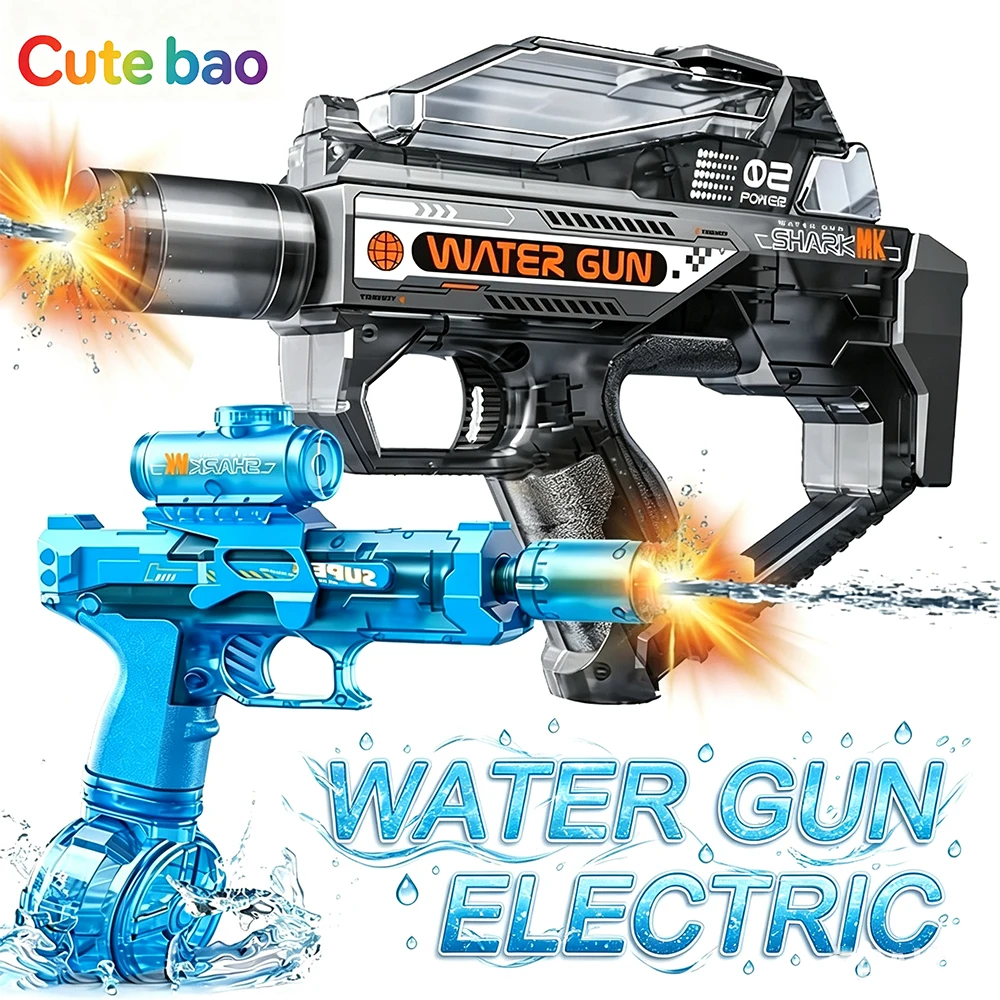 Electric Water Gun Toy Kids Water Squirt Gun with Lights and Sound Automatic Continuous Firing Watergun Beach Pool Outdoor Toy