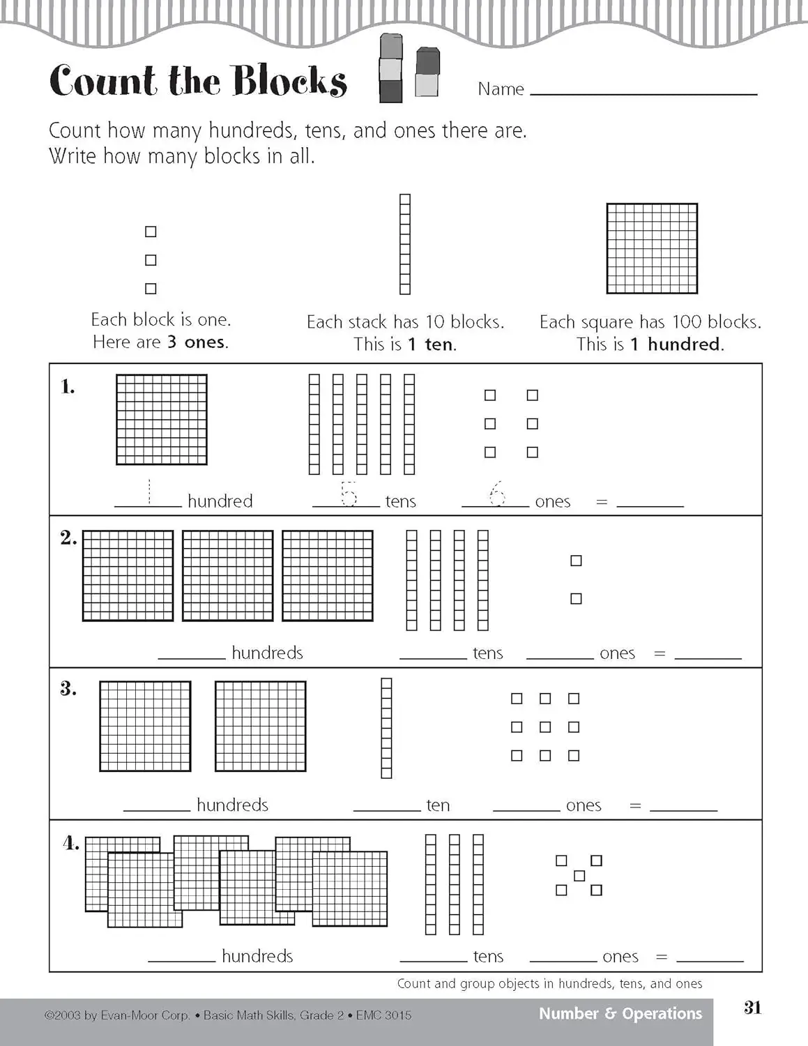 Evan-Moor podstawowe umiejętności matematyczne, skoroszyt klasy 2, w wieku 6 7 8 9, książka angielska 9781557998972