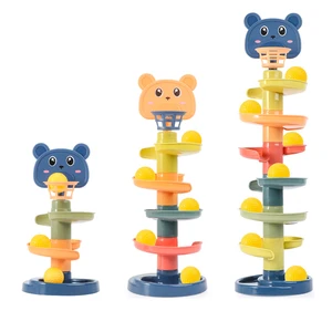 Montessori Toys Baby 0 12 24 36 개월 트랙 롤링 볼 푸시 팝 슬라이딩 볼 조기 교육 장난감 게임 어린이 감각 장난감 10 최고의 판매 공 재갈을 띠는 여성 - №2