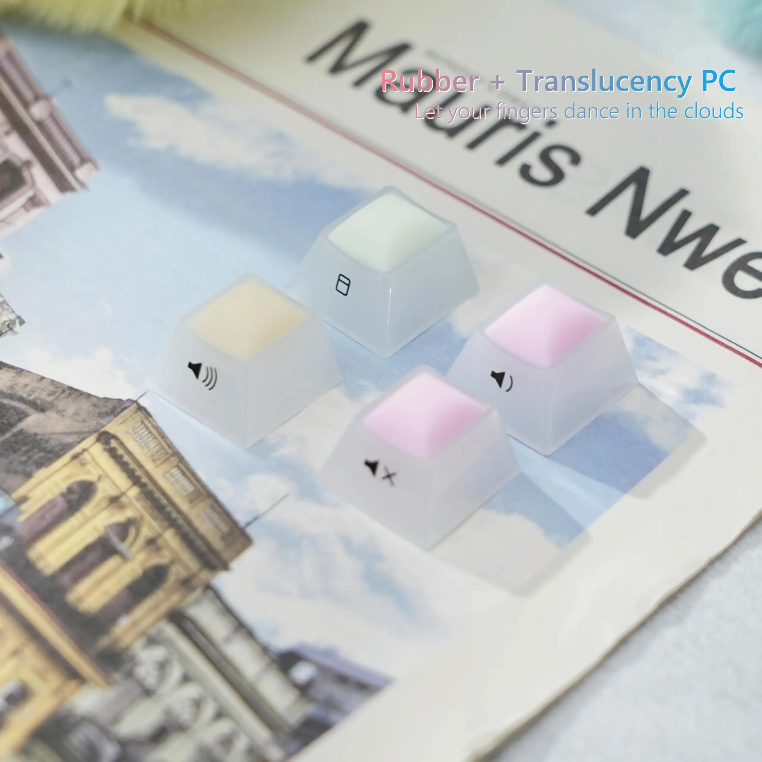 Womier Rainbow Rubber Keycaps Custom Keyboard Keycaps Cherry Profile Clear Jelly Keycaps for Cherry MX Switches Gaming Keyboard