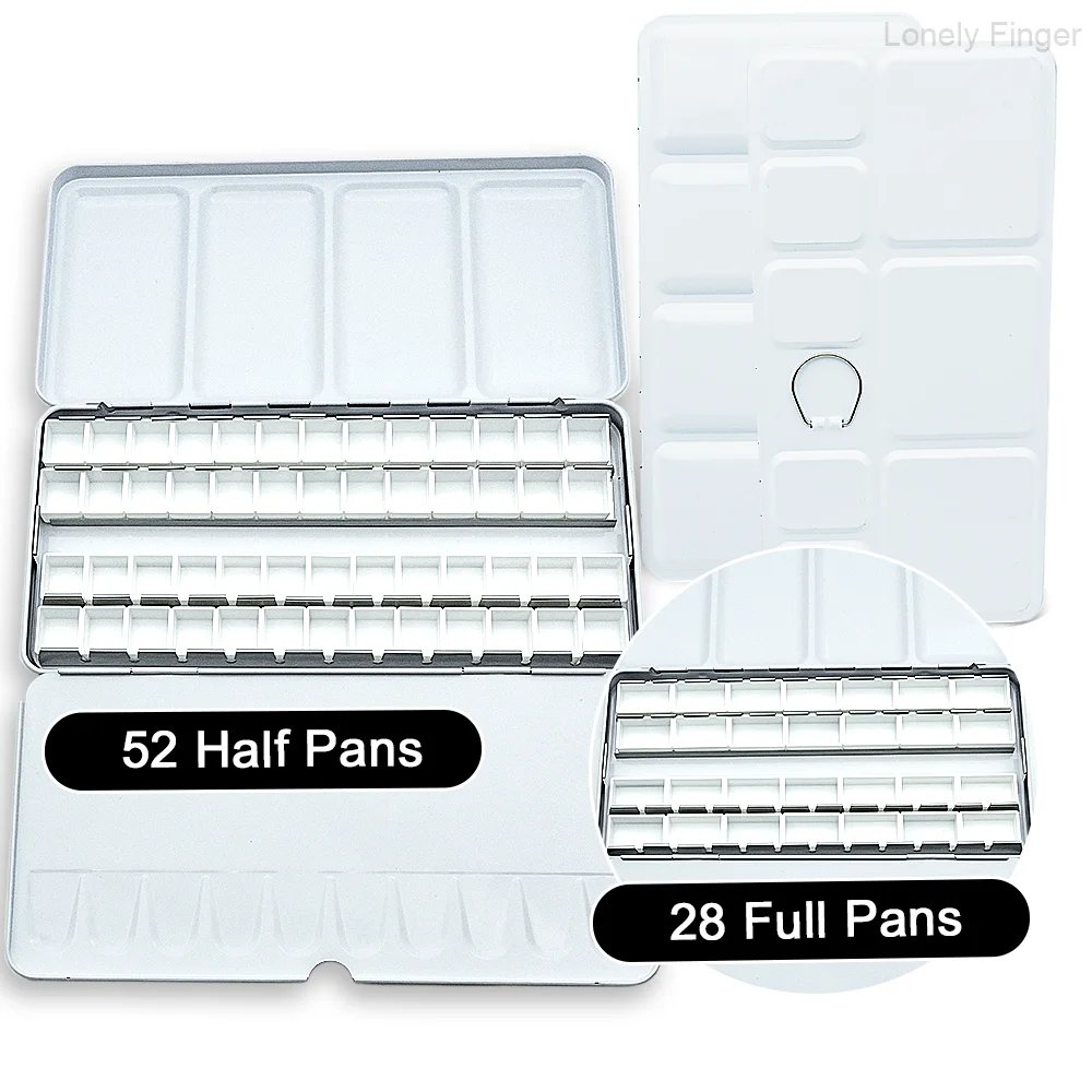 لوحة ألوان مائية فارغة للسفر، لوحة ألوان مائية مع مقالي شبكية بلاستيكية 52/28 للغواش والاستوديو والرسم الخارجي #1