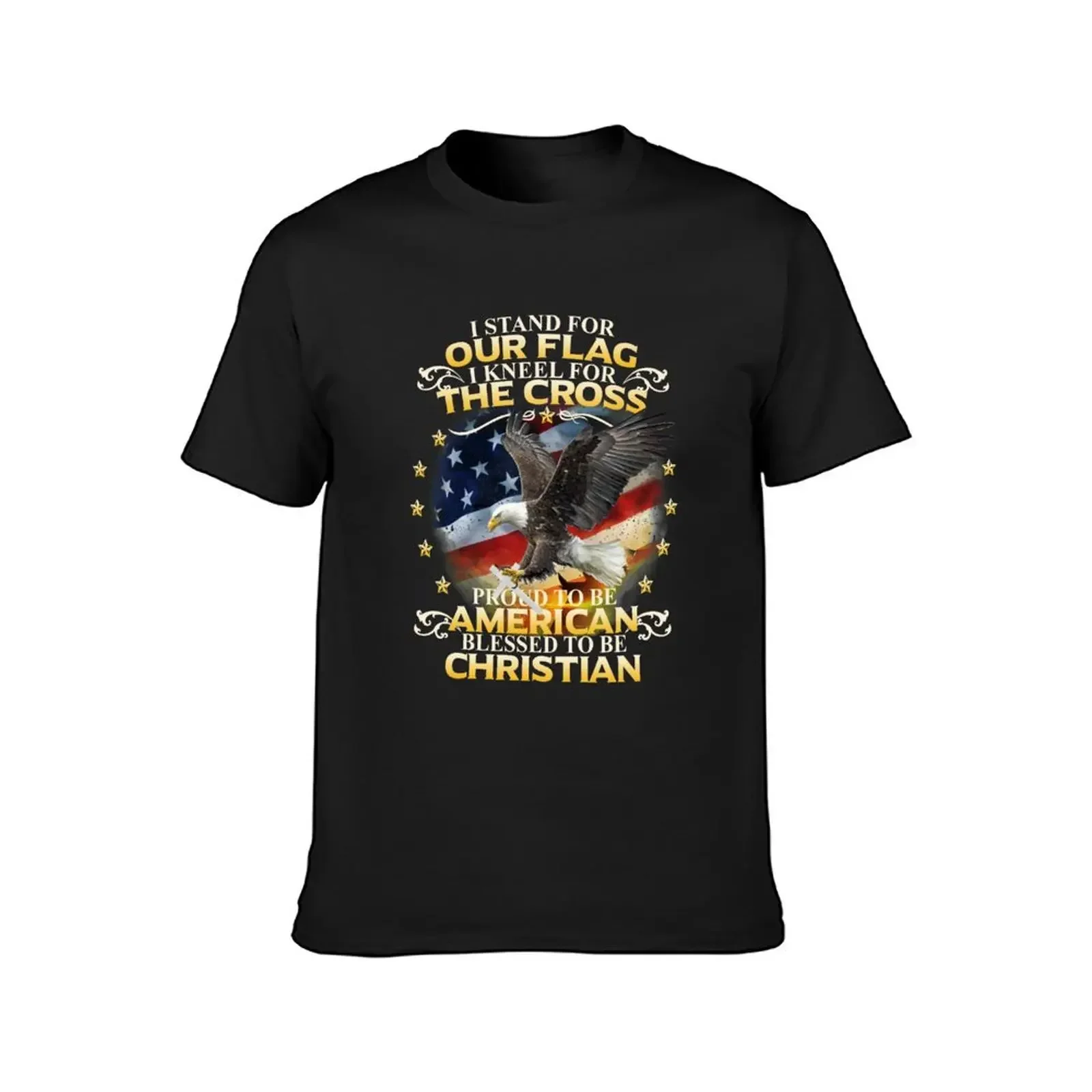 I Stand For Our Flag I Kneel For The Cross American Christian T-Shirt for a boy sublime vintage oversized t shirts men