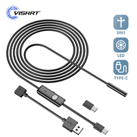 VISHRT 3 in1 Industrial Endoscope Camera 5.5mm 7mm Endoscope for Android Pipe Inspection Waterproof Camera for Checking Car