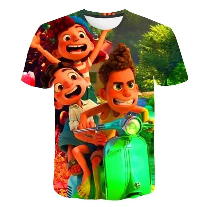 2024 Disney Cartoon Luca 3D Print T-shirt Anime Figure T Shirt Children Casual Oversized T Shirt Street Unisex Clothing Tops