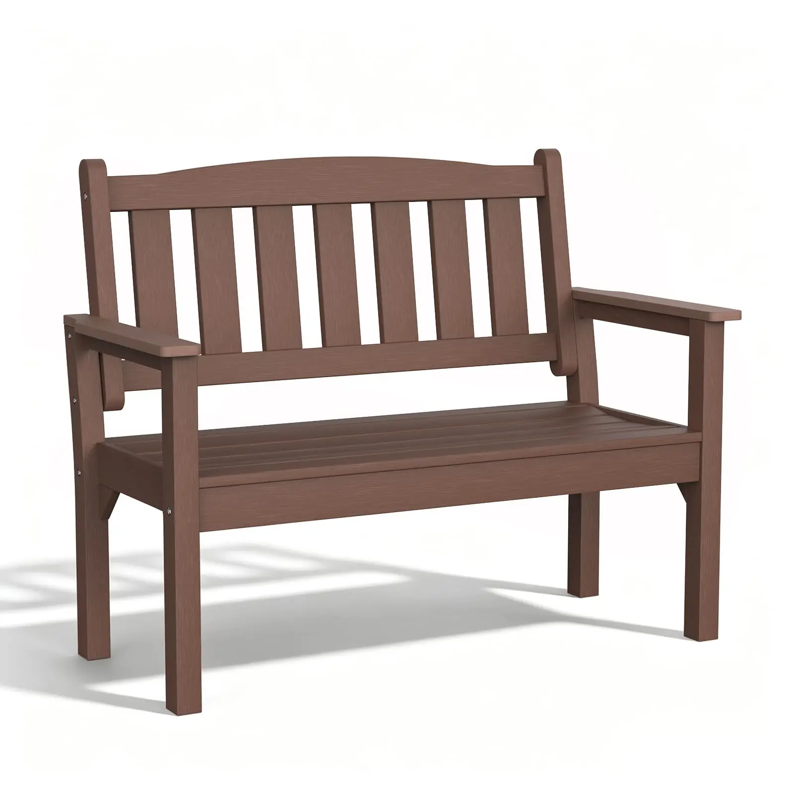 2-Person Poly Lumber Outdoor Garden Bench 700 Lbs Capacity, Brown