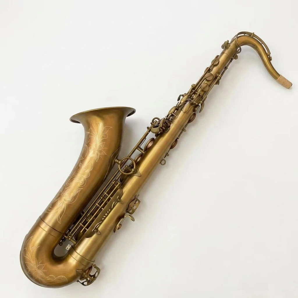 Professional Matt Vintage Finish Tenor Saxophone High-Grade Hand Engraving Cooper Material  Music Instrument Saxophone Tenor