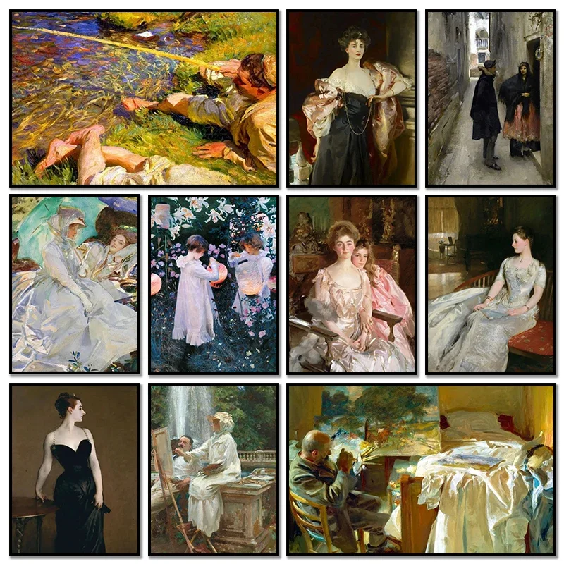 (No frame)Vintage Lady Helen Vincent John Singer Sargent Beauty Woman Poster Rose Art Poster Canvas Painting And Print Pictur