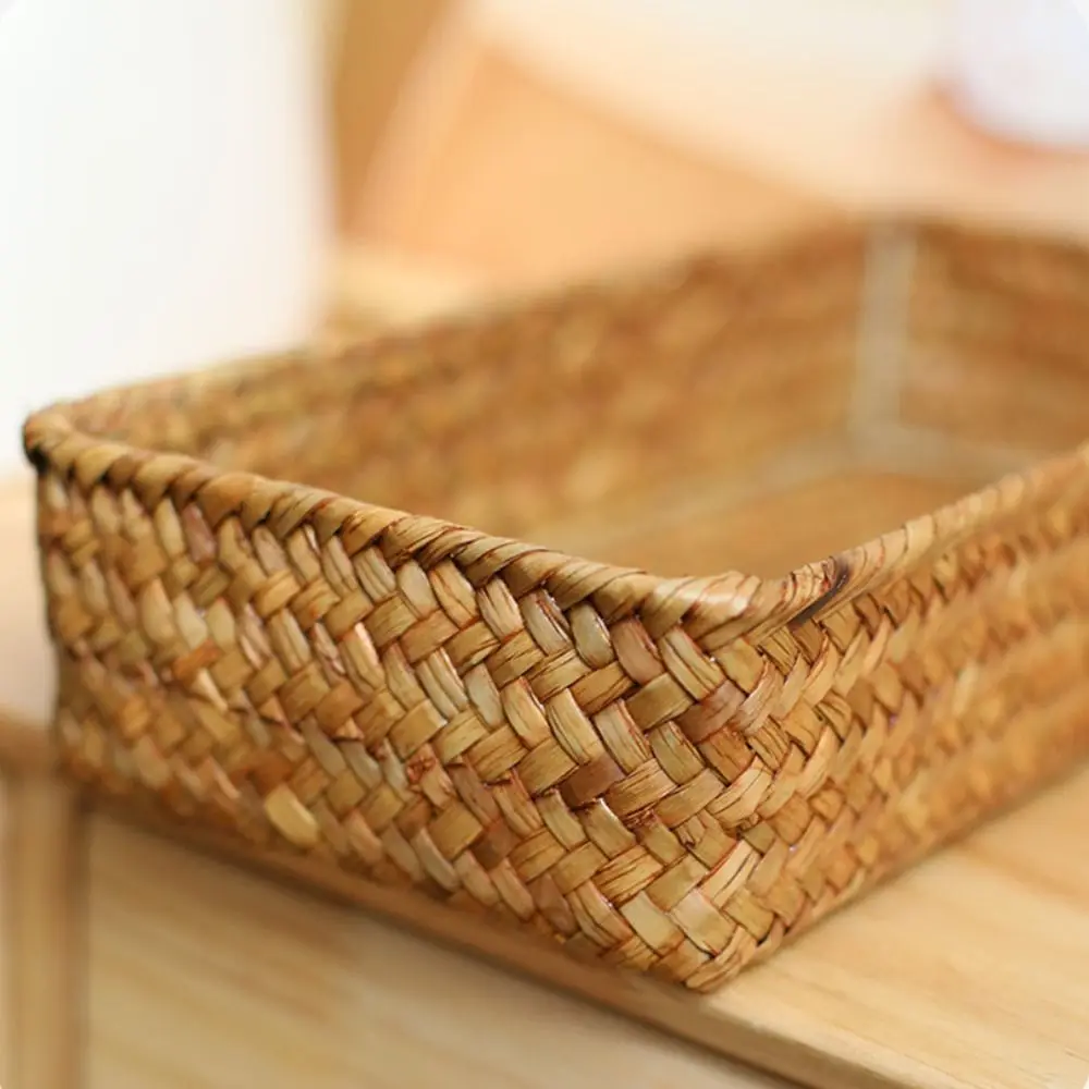 Woven Pattern Storage Basket Rectangle Vegetables Candy Snacks Display Basket Organizer Home Decoration Desktop Sundries Box