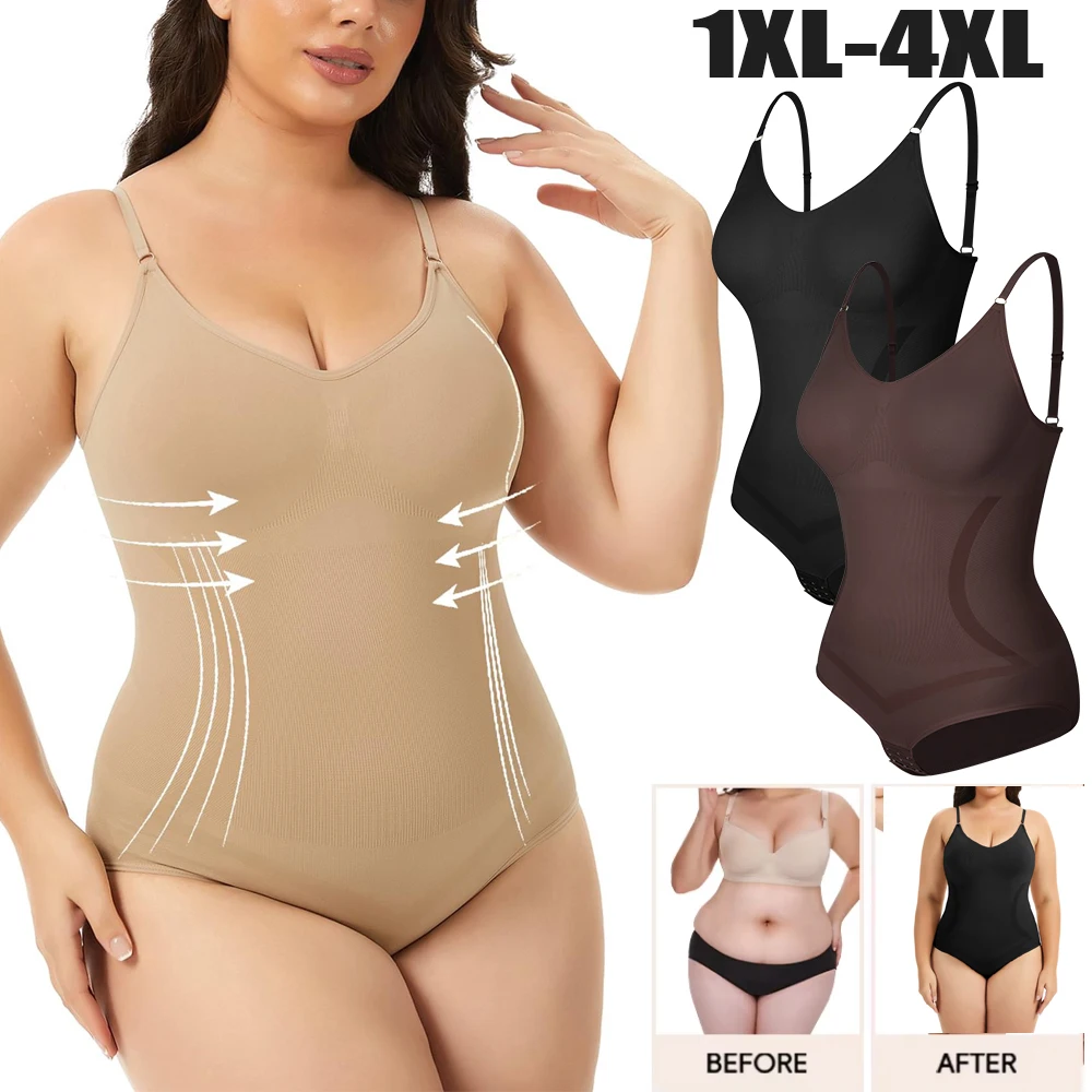 

XL-4XL Shapewear Bodysuit Women's Tummy Control Full Body Shaper Sexy Slimming Suspender Butt Lift Briefs Body Suit Soft New in