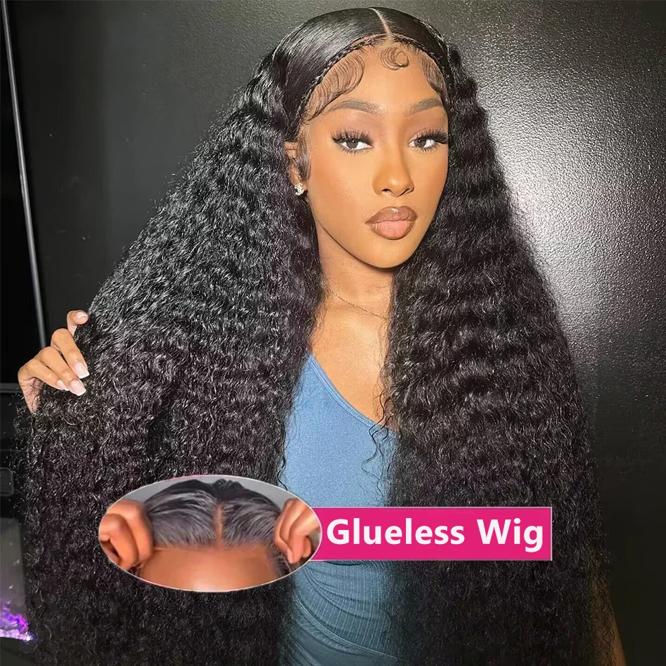 

Ready to Wear Deep Wave Glueless Wigs HD 5x5 Lace Clousure Wig 200% Human Hair Pre Plucked 6x4 Water Curly Transparent Lace Wig