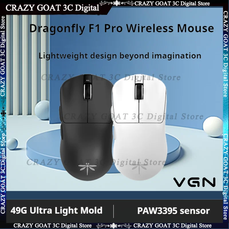 Vgn Dragonfly F1 Pro Max Gaming Mouse Wireless 2 Mode Mouses F1 Moba Mouse Long Palytime Paw3395 Lightweight Game Mouse Custom