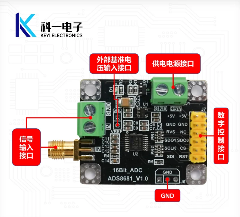 ADS8681 Analog-to-digital Converter 16 Bit ADC Data Acquisition Module Sampling Rate 1MSPS Single-stage and Two-stage