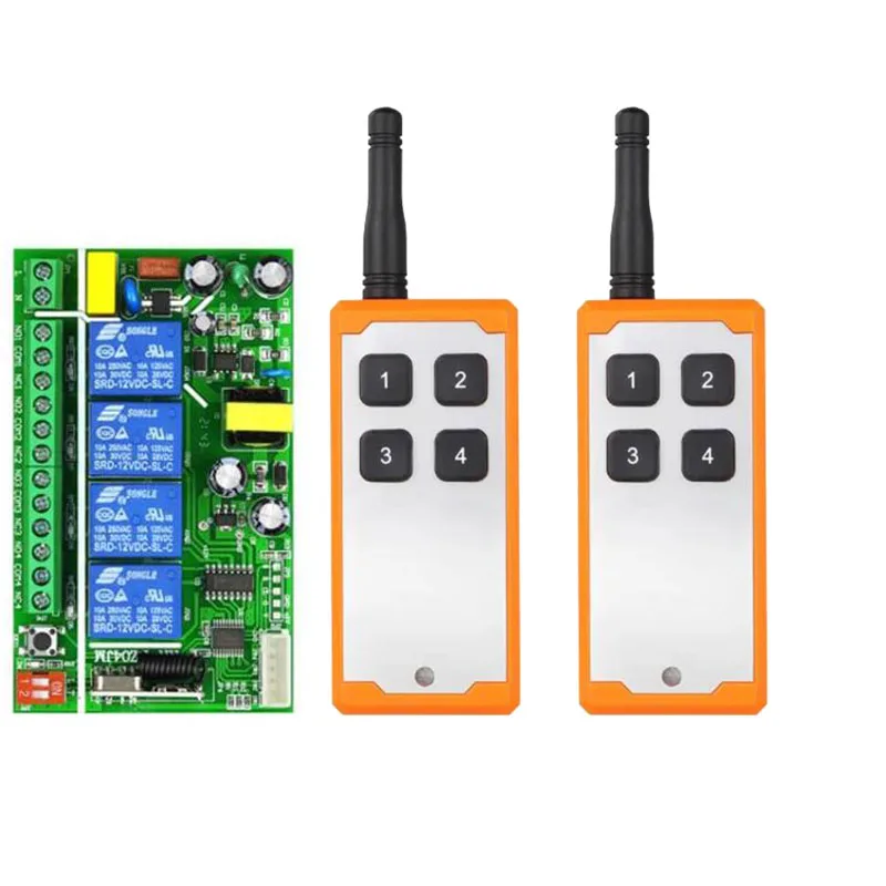 433MHz Universal Wireless Remote Control AC110V 220V 4CH Relay Radio controller Receiver Module RF Switch & Gate Garage opener