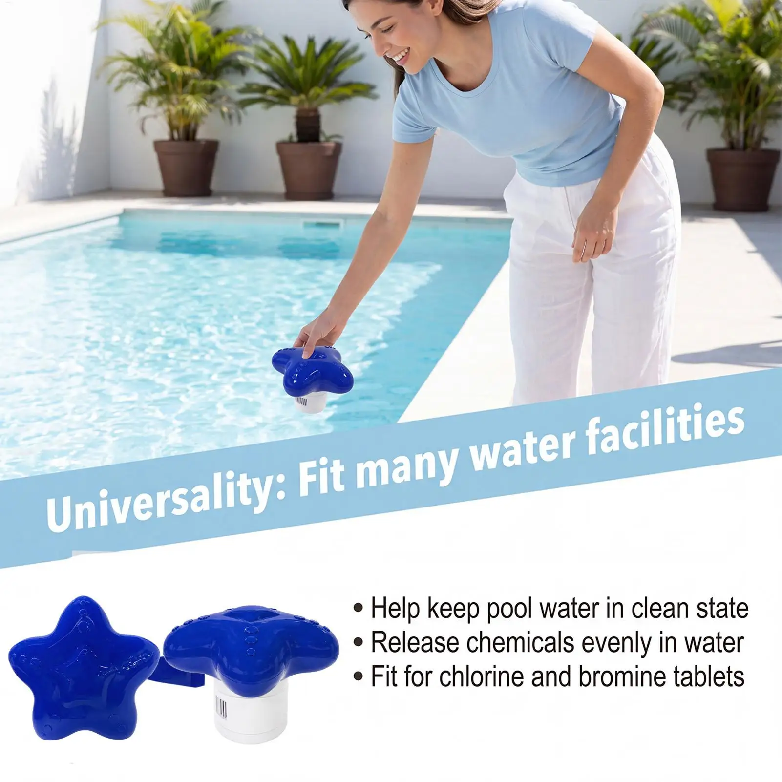 Pool Chlorine Floater, Automatic Long-Lasting Tablet Dispenser Self-Regulating Chlorine Holder For Hot Tub Spa, Residential view 4