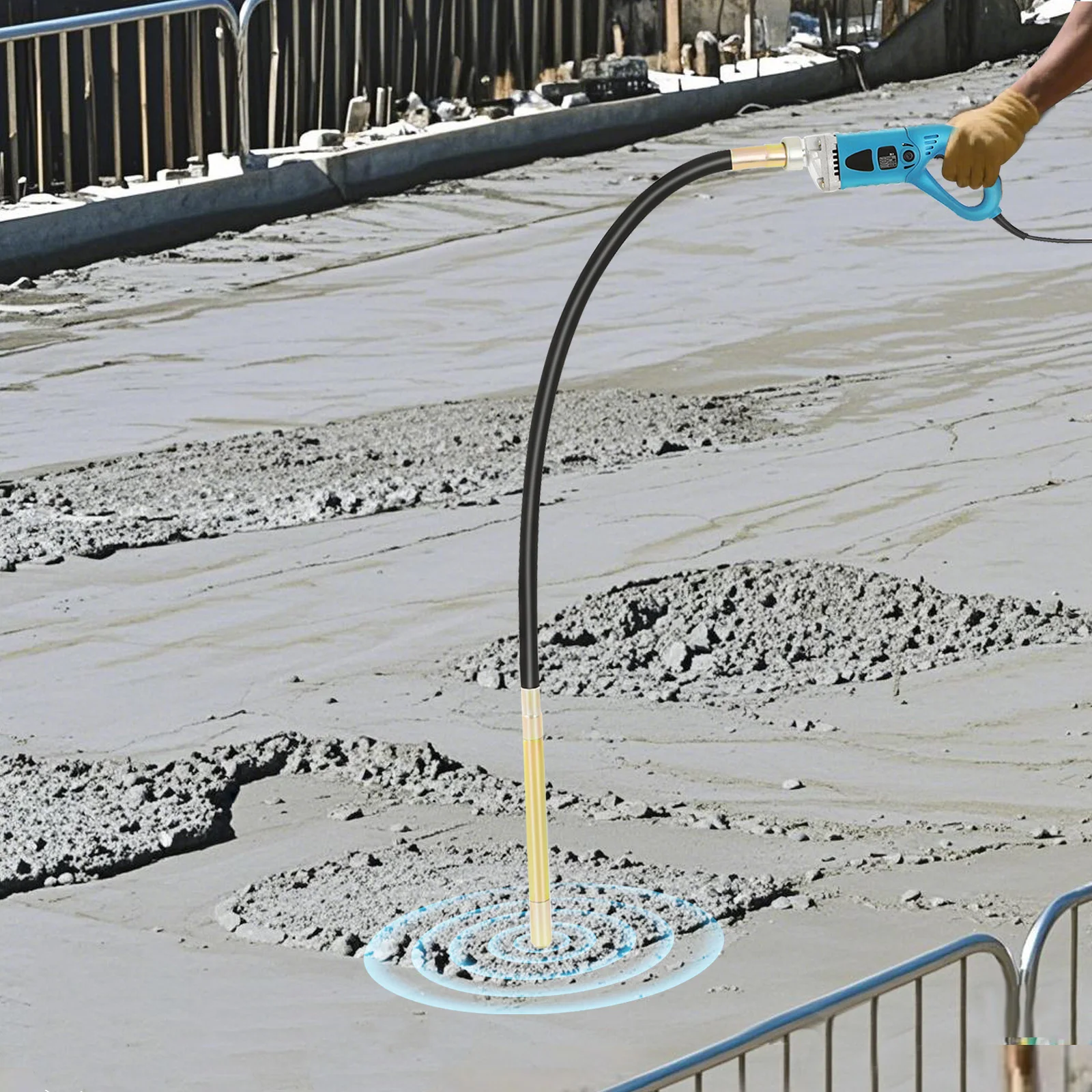Image of 1,5 m/2 m 1300 W elektrischer Betonrüttler, handgehaltene Vibrationsmaschine mit 35 mm vibrierendem Poker für gewerbliche Beton, Brücken