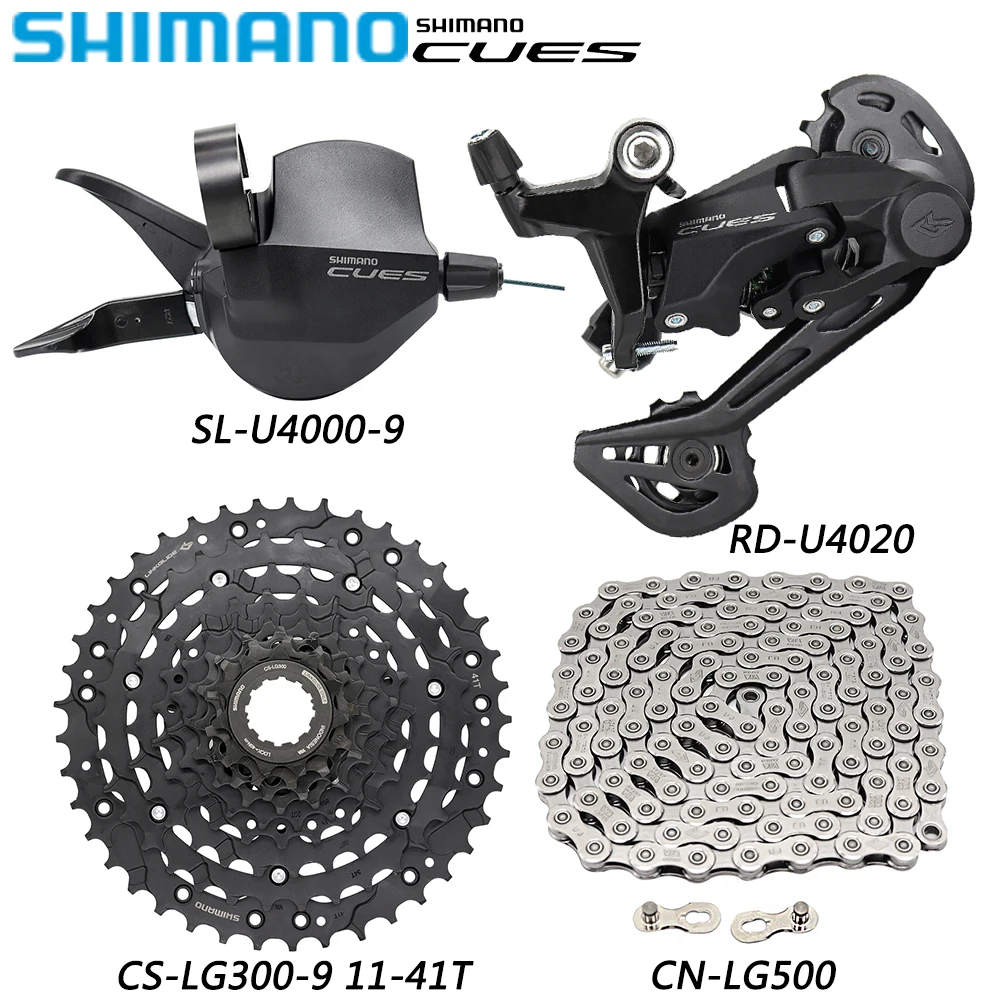 

SHIMANO CUES U4000 1X9 Speed Shifter RD-U4020 Rear Derailleur CS-LG300-9 11-41T Cassette CN-LG500 Chain MTB Bike Bicycle Parts