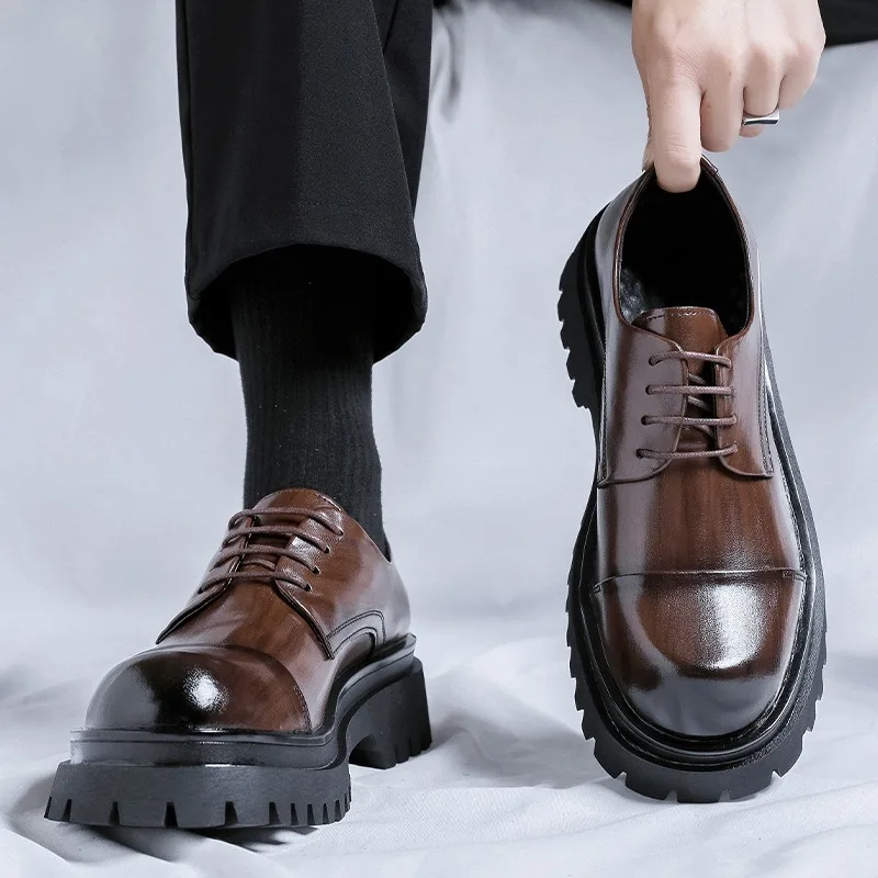 

Men's Fashion Business Big Head Shoes Casual Comfortable Versatile Men Leather Shoes Wedding Party GroomHigh Quality Dress Shoes