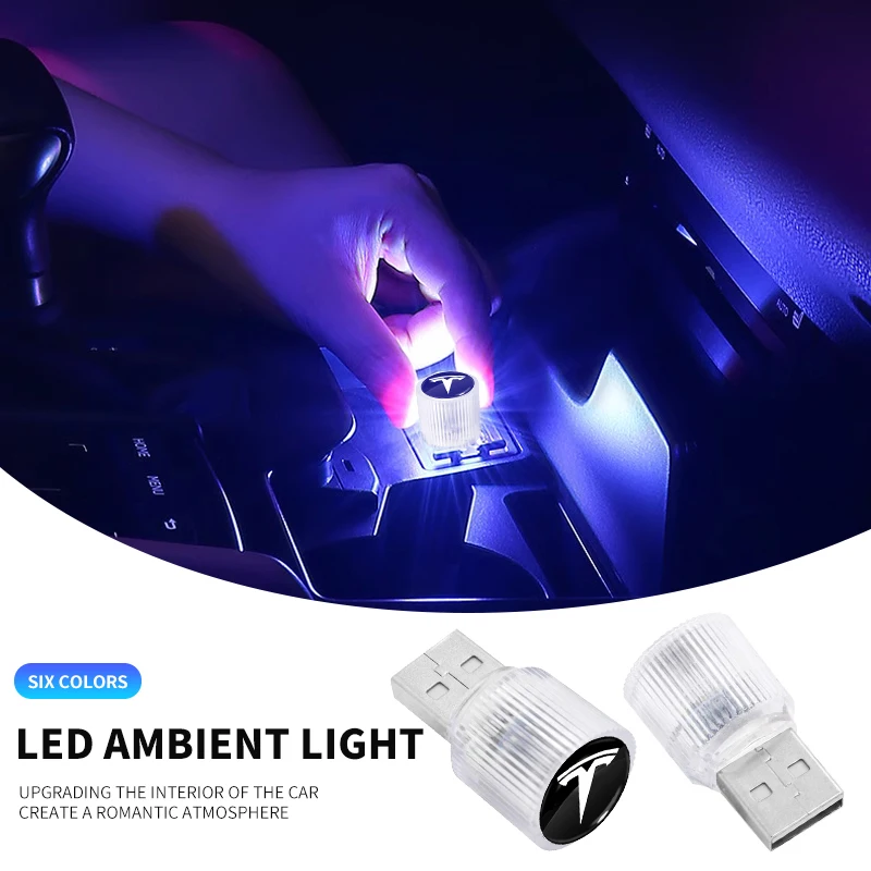 Car Interior Portable Environment Light Plug Play Auto Colorful Decorative Lamp For Tesla Model 3 Model X S 2016-2020 TM3 TMX