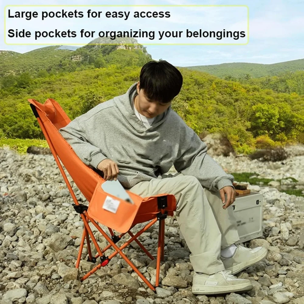 كرسي تخييم قابل للطي عالي الظهر للبالغين - محمول، ترفيه على الشاطئ، متعدد السرعات قابل للتعديل، سعة 330 رطل