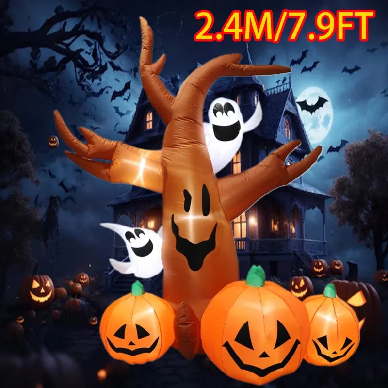 For Inflatable  Scary Pumpkin Tree Halloween Inflatable Model Luminous Day of the Dead Halloween Atmosphere Decoration Model