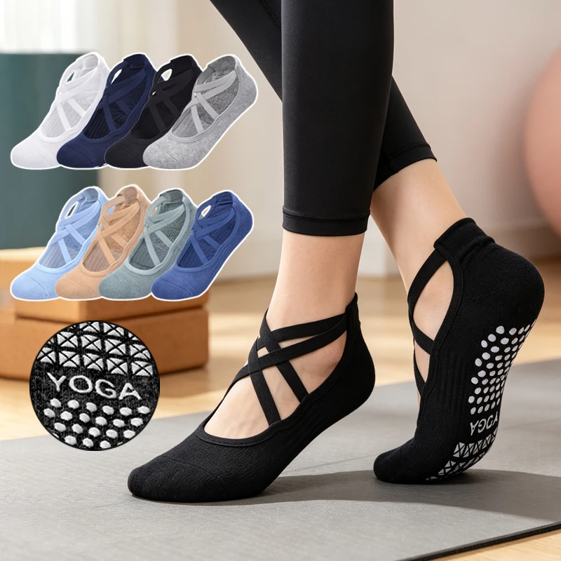 Women Non-Slip Breathable Yoga Socks Ladies Bandage Backless