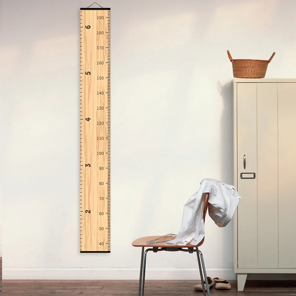 Realistic Wood Texture Height Chart Measure Ruler For Children Teenager Room Decor Modern Wooden Hanger Wallpaper Poster