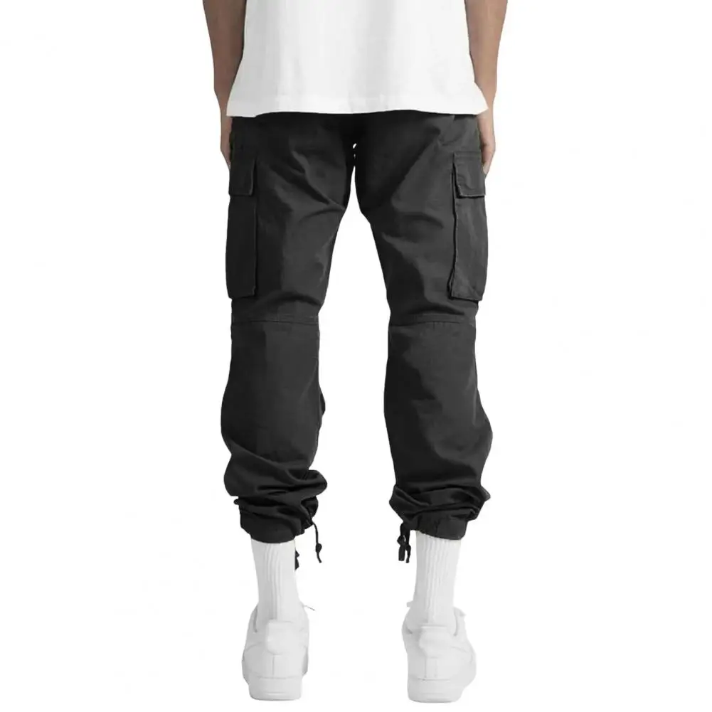

Breathable Men Pants Versatile Men's Cargo Pants with Drawstring Waist Multi-pocket Design Casual Style for Daily Wear Exercise
